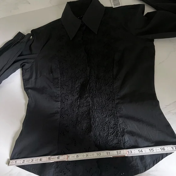 Sisley black blouse, size M, fits like a small ( see measurements ) - Picture 9 of 15